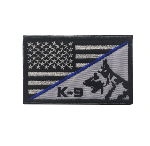 USA K-9 Thin Blue Line Patch - 2x3" hook and loop back