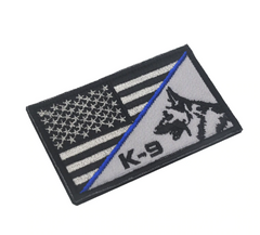 USA K-9 Thin Blue Line Patch - 2x3" hook and loop back