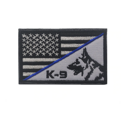USA K-9 Thin Blue Line Patch - 2x3" hook and loop back