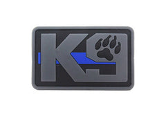 PVC K-9 Thin Blue Line rubber patch 2x3" hook and loop back
