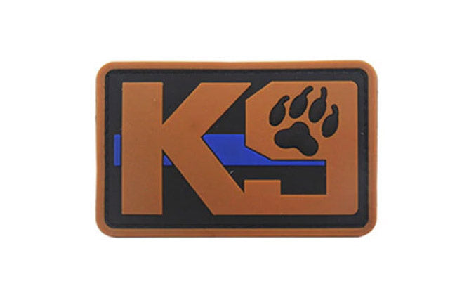 PVC K-9 Thin Blue Line rubber patch 2x3" hook and loop back